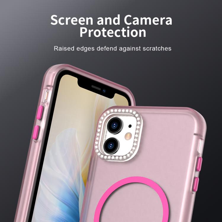 For iPhone 11 Candy Diamond Magsafe Frosted PC Hybrid TPU Phone Case