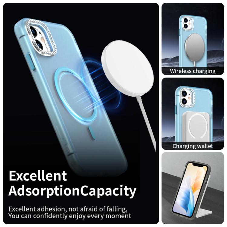 For iPhone 11 Candy Diamond Magsafe Frosted PC Hybrid TPU Phone Case