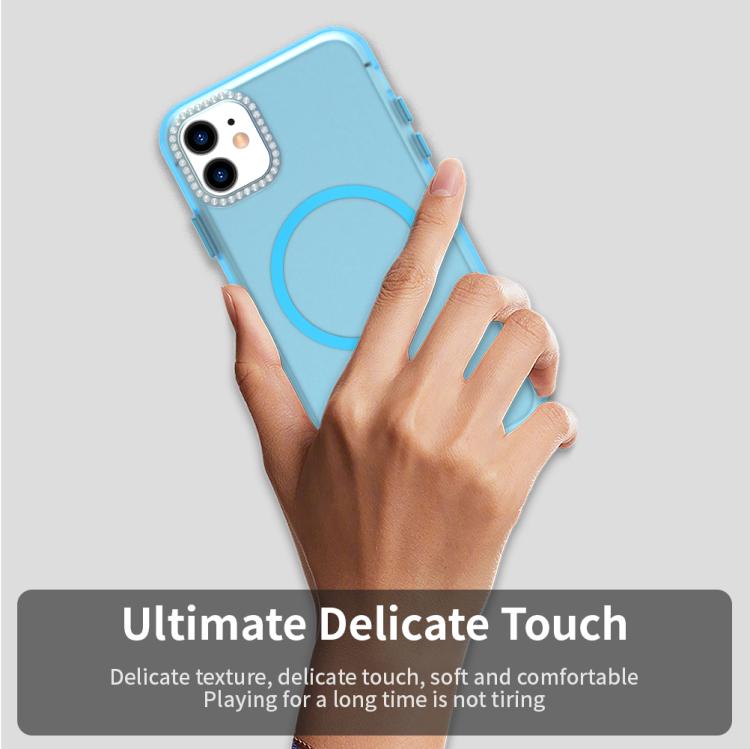 For iPhone 11 Candy Diamond Magsafe Frosted PC Hybrid TPU Phone Case