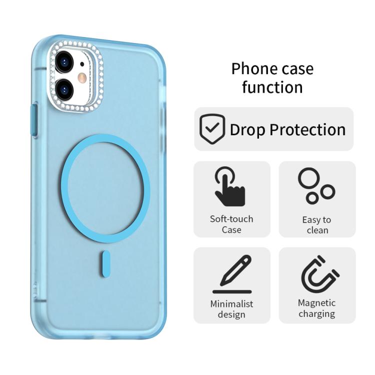 For iPhone 11 Candy Diamond Magsafe Frosted PC Hybrid TPU Phone Case