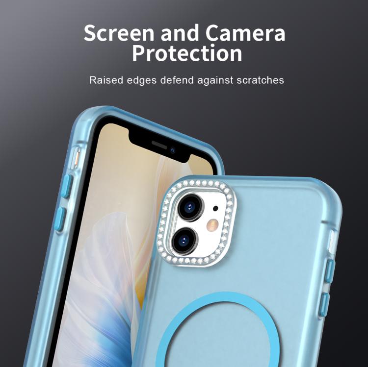 For iPhone 11 Candy Diamond Magsafe Frosted PC Hybrid TPU Phone Case