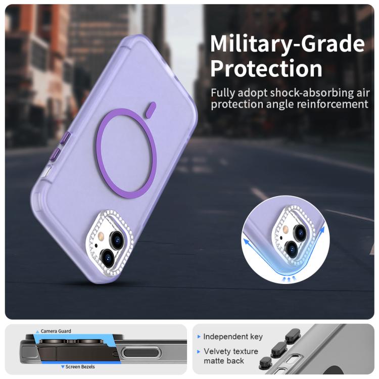 For iPhone 11 Candy Diamond Magsafe Frosted PC Hybrid TPU Phone Case