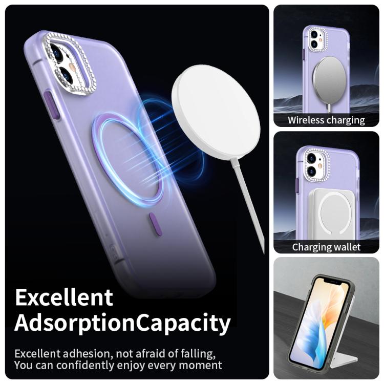 For iPhone 11 Candy Diamond Magsafe Frosted PC Hybrid TPU Phone Case