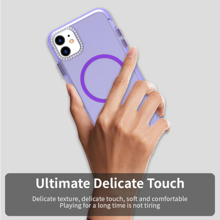 For iPhone 11 Candy Diamond Magsafe Frosted PC Hybrid TPU Phone Case