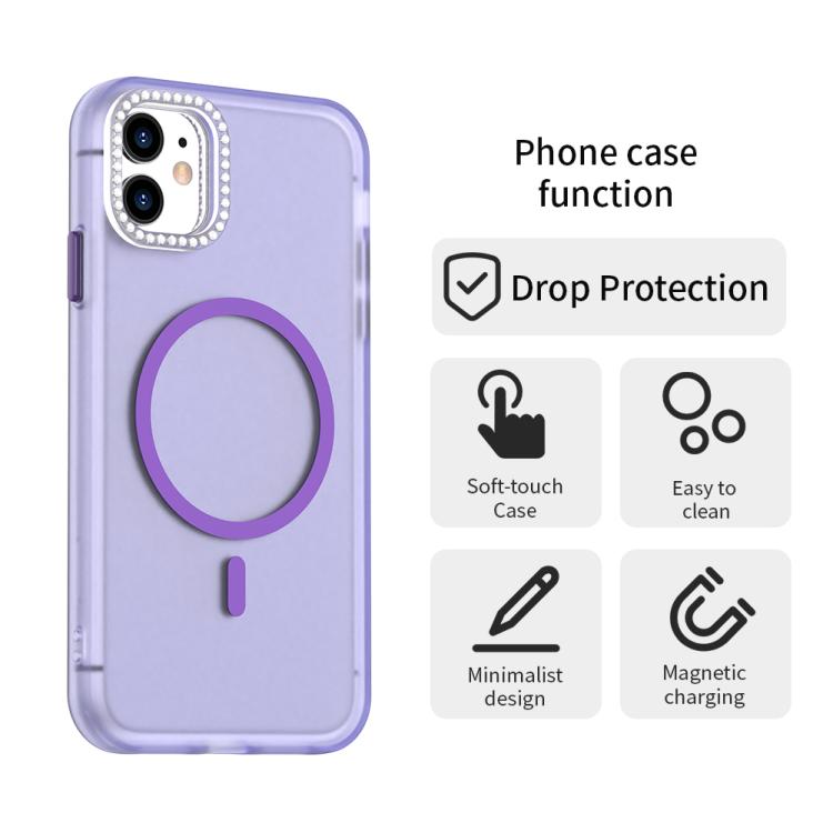 For iPhone 11 Candy Diamond Magsafe Frosted PC Hybrid TPU Phone Case