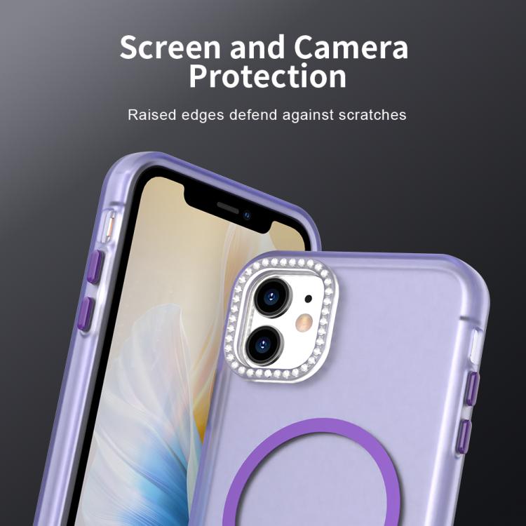 For iPhone 11 Candy Diamond Magsafe Frosted PC Hybrid TPU Phone Case