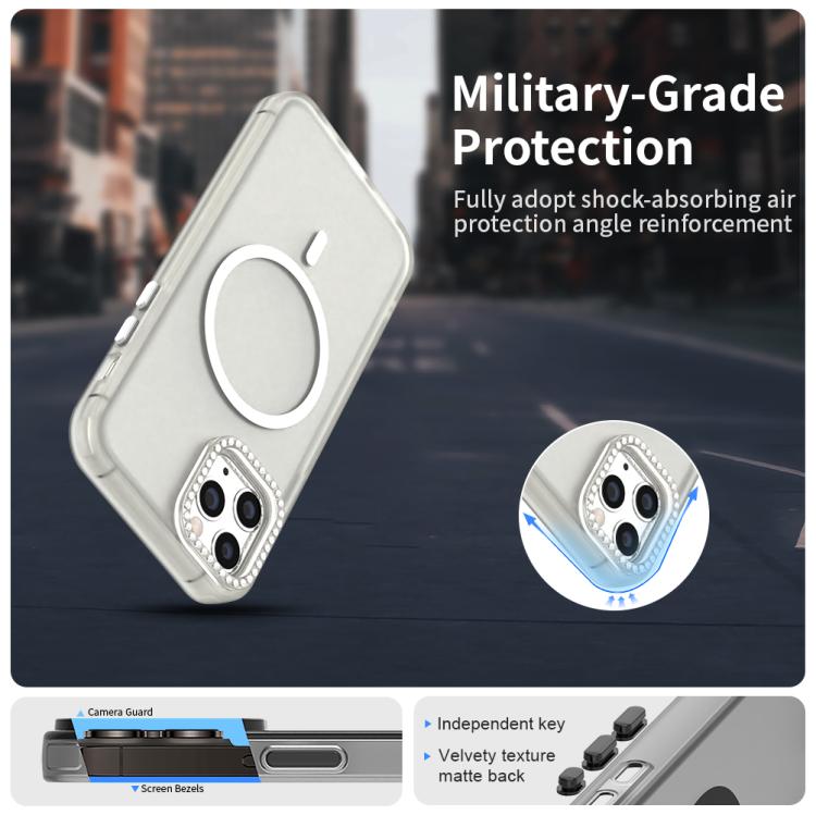 For iPhone 11 Pro Candy Diamond Magsafe Frosted PC Hybrid TPU Phone Case