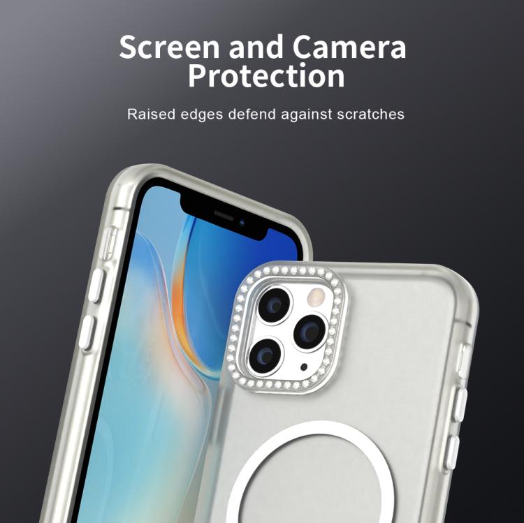 For iPhone 11 Pro Candy Diamond Magsafe Frosted PC Hybrid TPU Phone Case