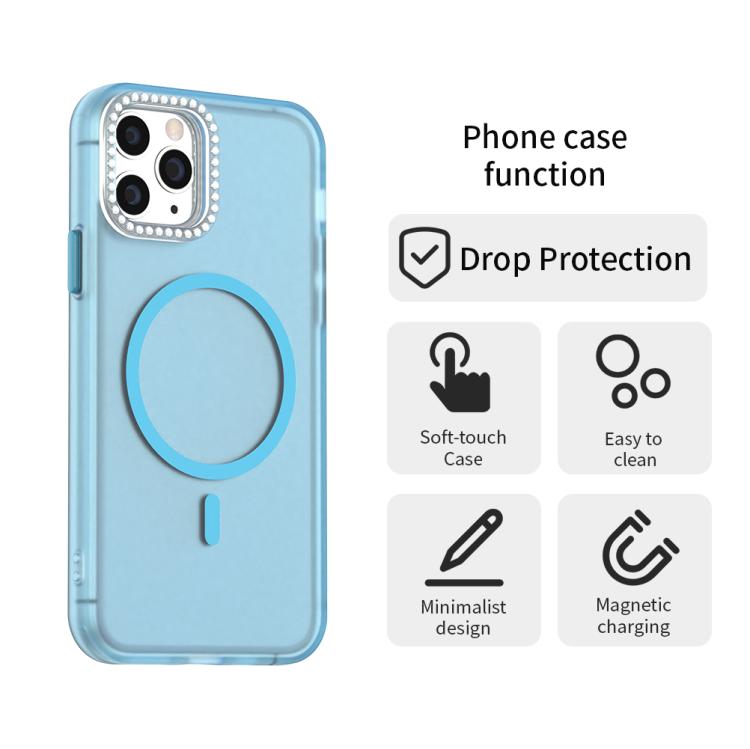 For iPhone 11 Pro Candy Diamond Magsafe Frosted PC Hybrid TPU Phone Case