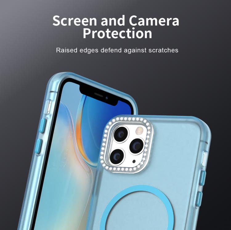 For iPhone 11 Pro Candy Diamond Magsafe Frosted PC Hybrid TPU Phone Case