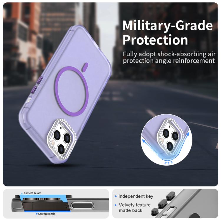 For iPhone 11 Pro Candy Diamond Magsafe Frosted PC Hybrid TPU Phone Case