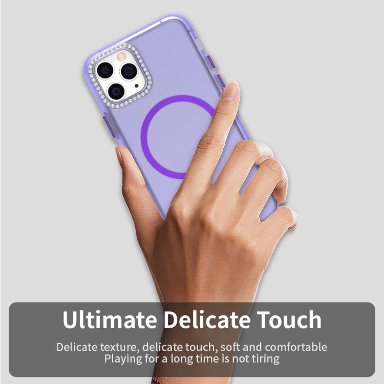 For iPhone 11 Pro Candy Diamond Magsafe Frosted PC Hybrid TPU Phone Case
