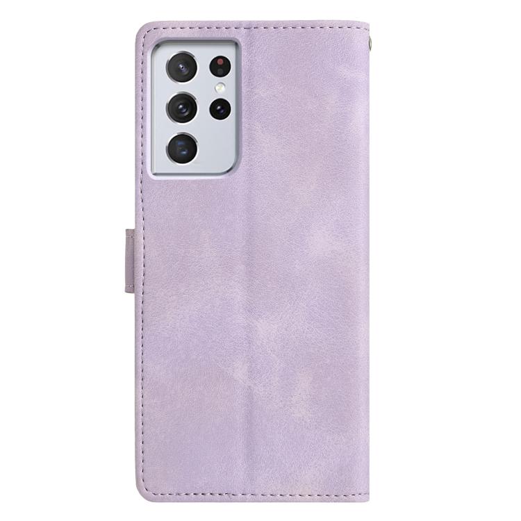 For Samsung Galaxy S21 Ultra 5G Triangles Embossed Leather Phone Case