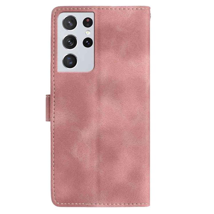 For Samsung Galaxy S21 Ultra 5G Skin Feel Embossed Feather Leather Phone Case