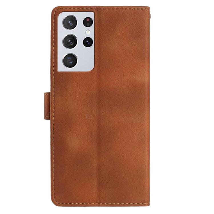 For Samsung Galaxy S21 Ultra 5G Skin Feel Embossed Feather Leather Phone Case