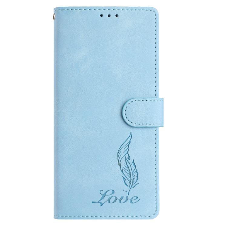 For Samsung Galaxy S22+ 5G Skin Feel Embossed Feather Leather Phone Case