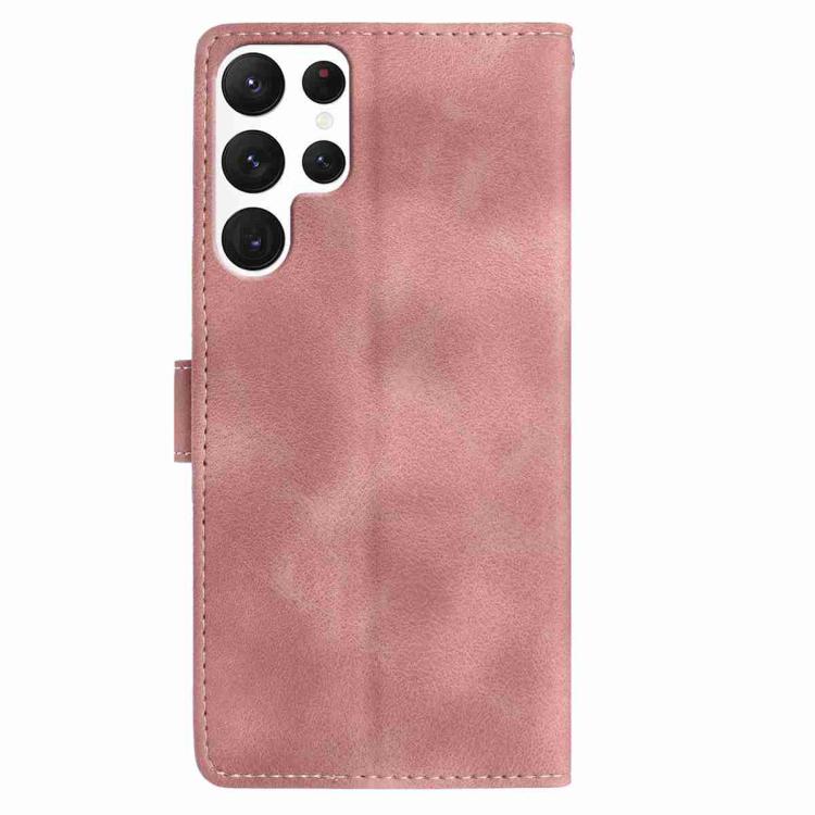 For Samsung Galaxy S22 Ultra 5G Skin Feel Embossed Feather Leather Phone Case