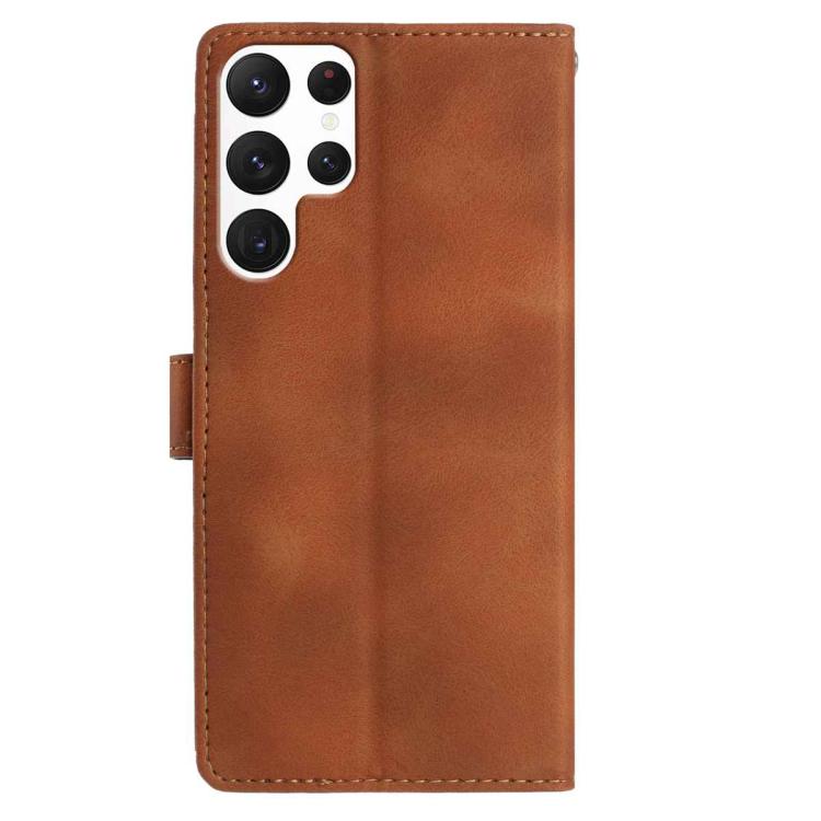 For Samsung Galaxy S22 Ultra 5G Skin Feel Embossed Feather Leather Phone Case