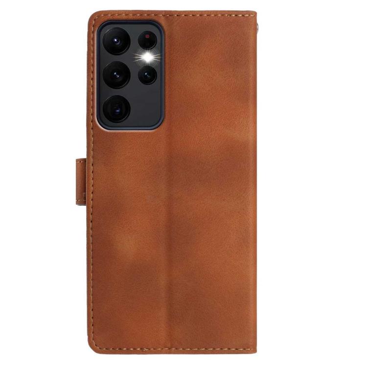For Samsung Galaxy S23 Ultra 5G Skin Feel Embossed Feather Leather Phone Case