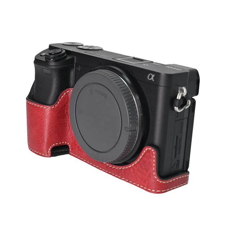 For Sony ILCE-6400 / A6300 / A6200 Litchi Texture PU Leather Camera Half Case Base