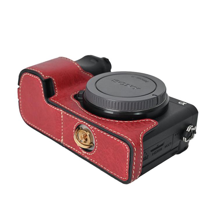 For Sony ILCE-6400 / A6300 / A6200 Litchi Texture PU Leather Camera Half Case Base