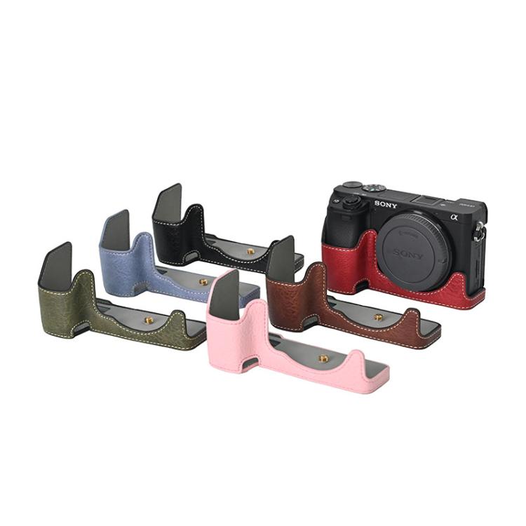 For Sony ILCE-6400 / A6300 / A6200 Litchi Texture PU Leather Camera Half Case Base