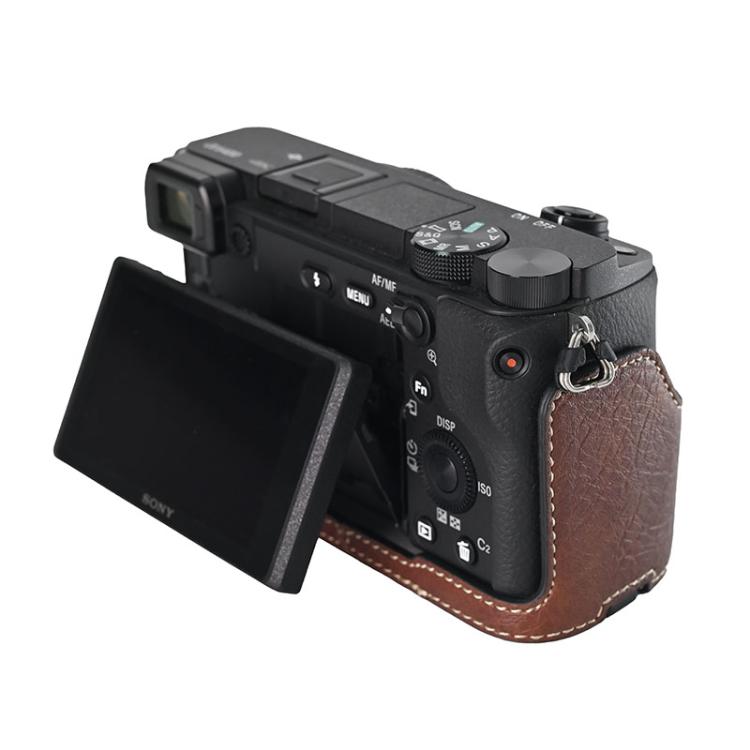 For Sony ILCE-6400 / A6300 / A6200 Litchi Texture PU Leather Camera Half Case Base