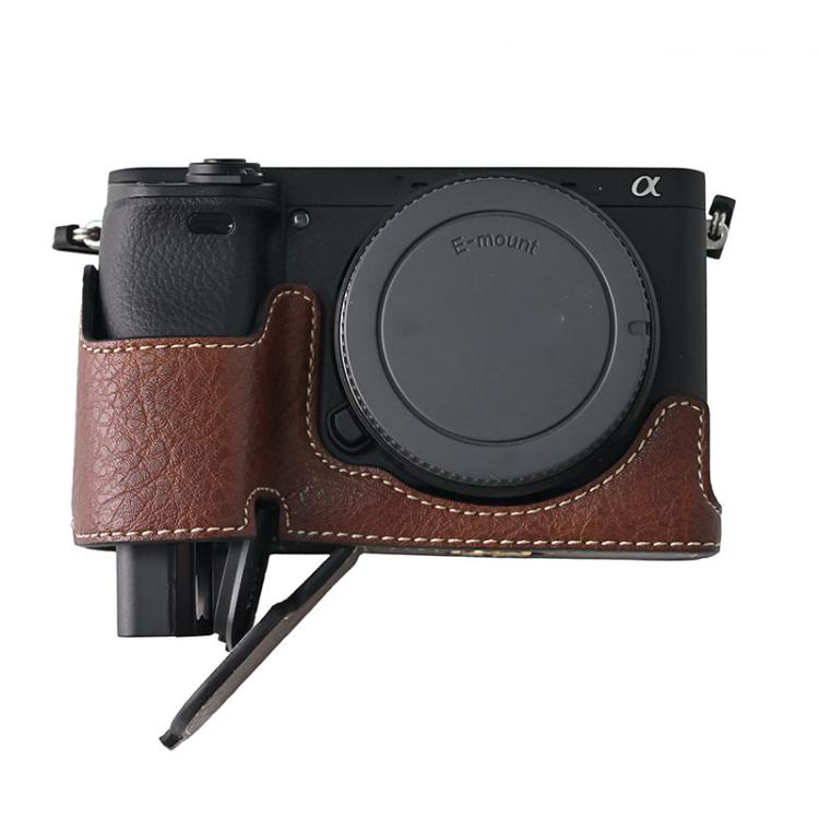 For Sony ILCE-6400 / A6300 / A6200 Litchi Texture PU Leather Camera Half Case Base