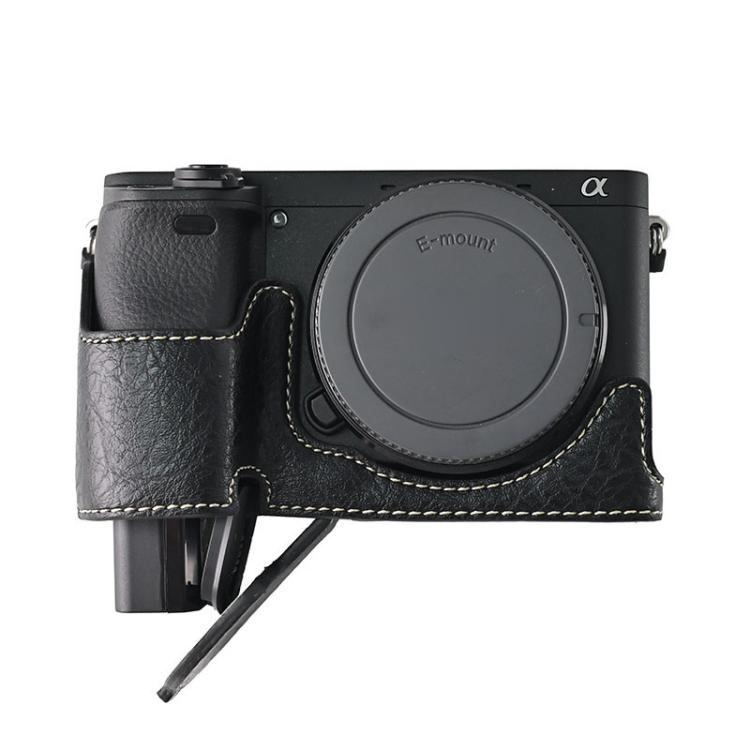 For Sony ILCE-6400 / A6300 / A6200 Litchi Texture PU Leather Camera Half Case Base