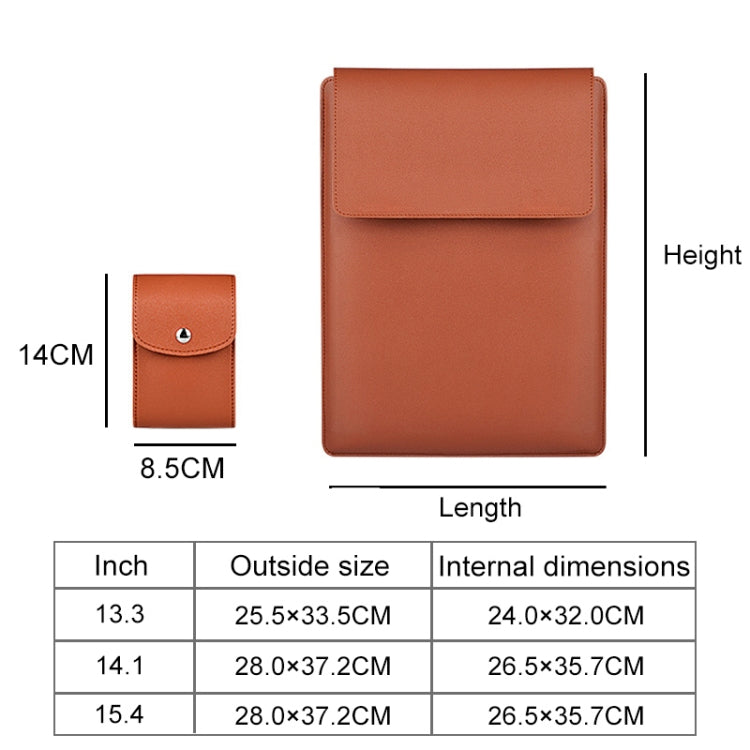 PU05 Sleeve Leather Case Carrying Bag with Small Storage Bag for 13.3 inch Laptop