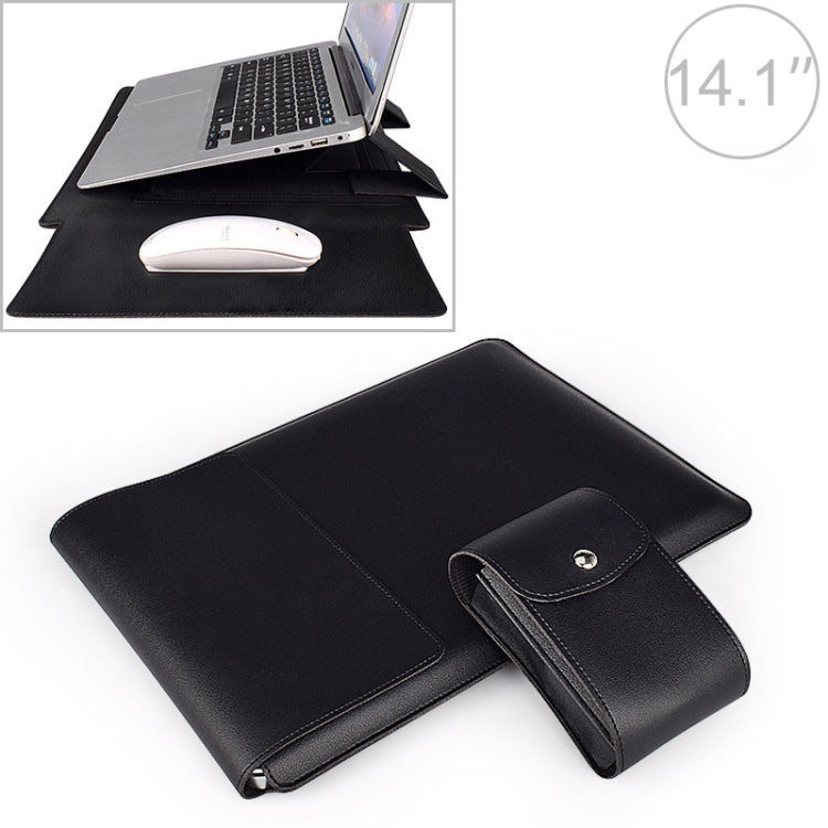 PU05 Sleeve Leather Case Carrying Bag with Small Storage Bag for 14.1 inch Laptop