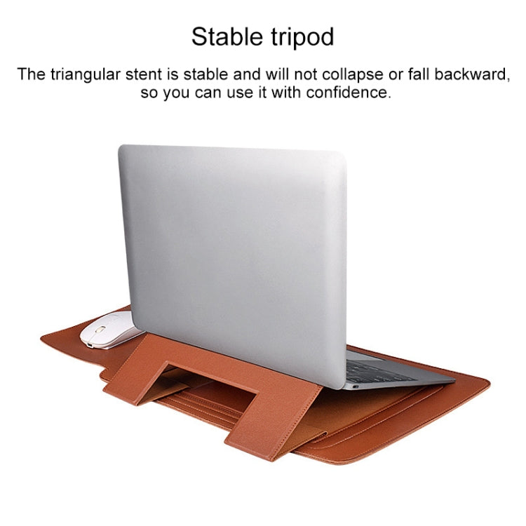 PU05 Sleeve Leather Case Carrying Bag with Small Storage Bag for 14.1 inch Laptop