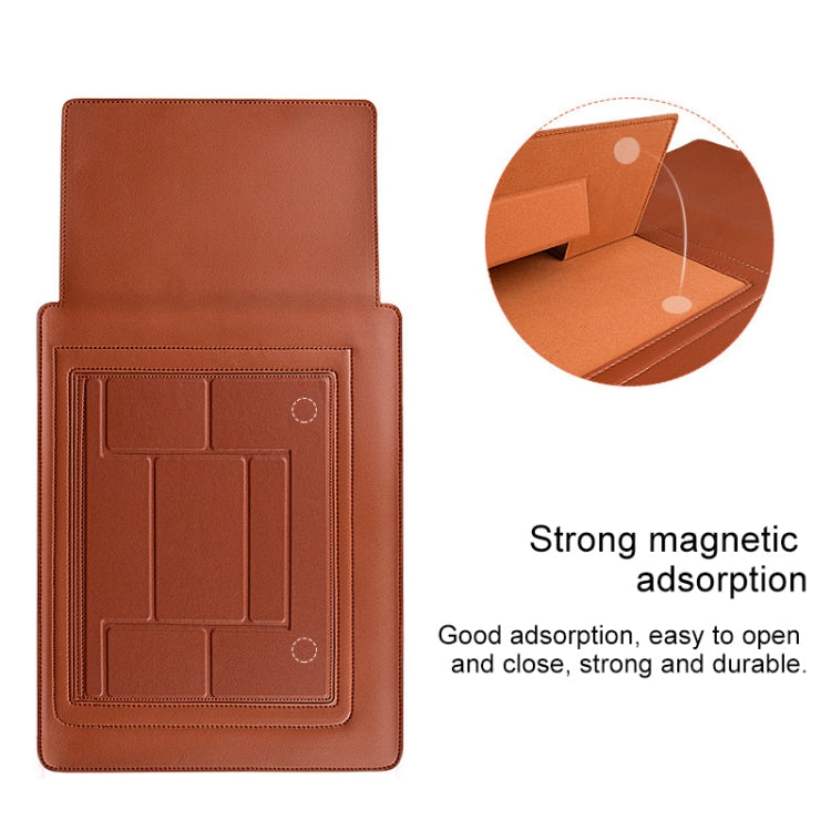 PU05 Sleeve Leather Case Carrying Bag with Small Storage Bag for 15.4 inch Laptop