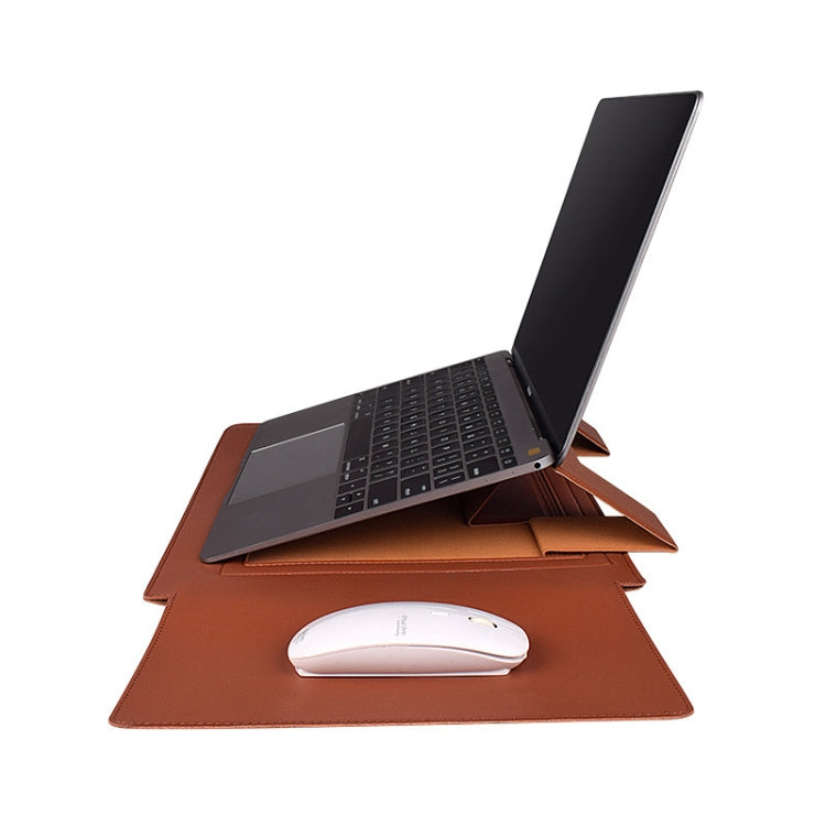 PU05 Sleeve Leather Case Carrying Bag with Small Storage Bag for 15.4 inch Laptop