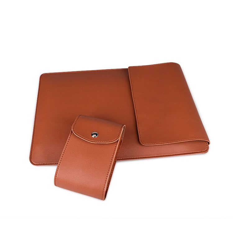 PU05 Sleeve Leather Case Carrying Bag with Small Storage Bag for 15.4 inch Laptop