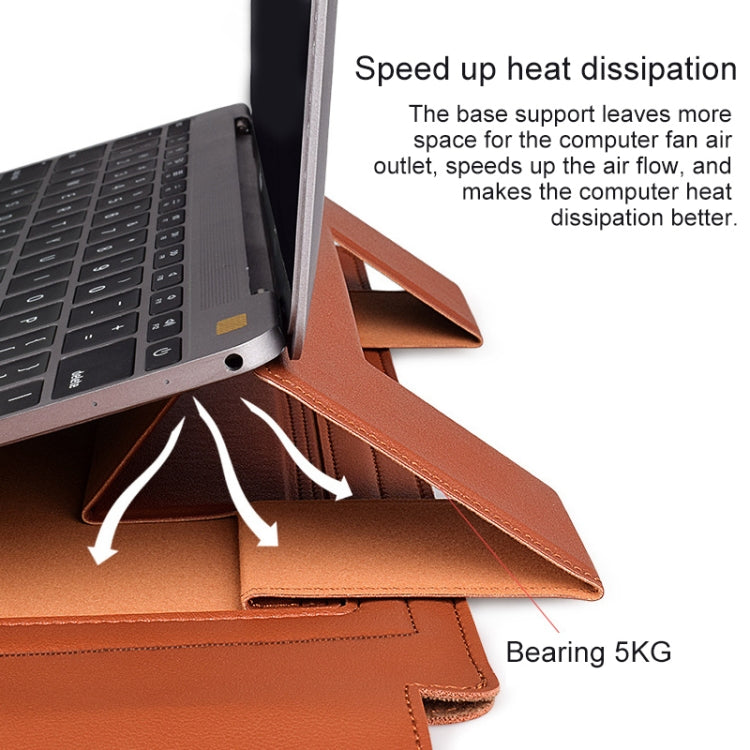 PU05 Sleeve Leather Case Carrying Bag with Small Storage Bag for 15.4 inch Laptop