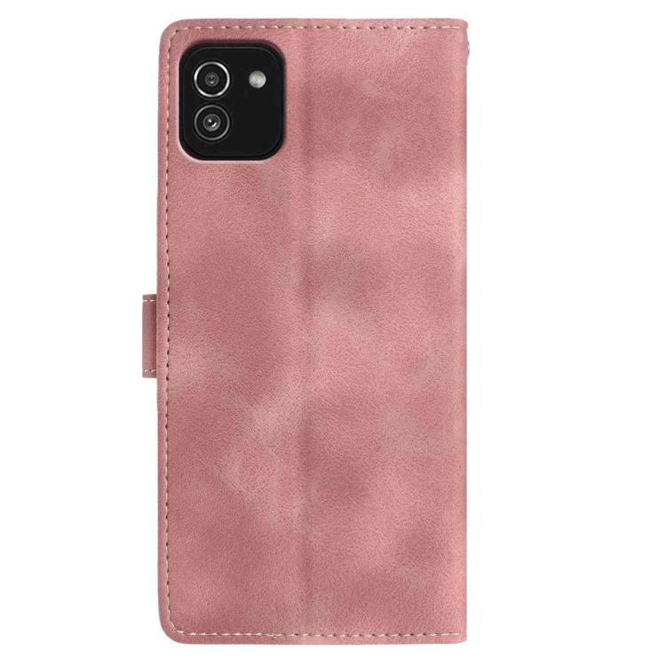 For Samsung Galaxy A03 Skin Feel Embossed Feather Leather Phone Case