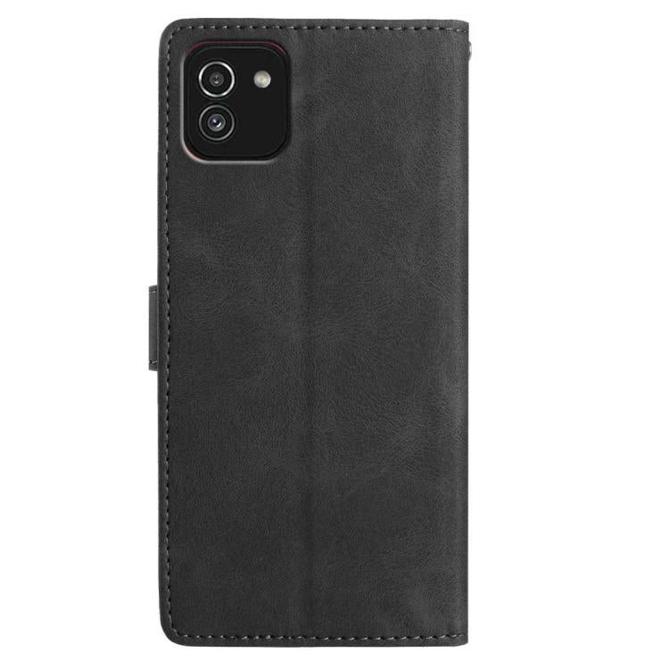 For Samsung Galaxy A03 Skin Feel Embossed Feather Leather Phone Case