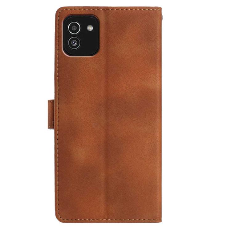 For Samsung Galaxy A03 Skin Feel Embossed Feather Leather Phone Case