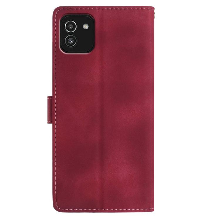 For Samsung Galaxy A03 Skin Feel Embossed Feather Leather Phone Case