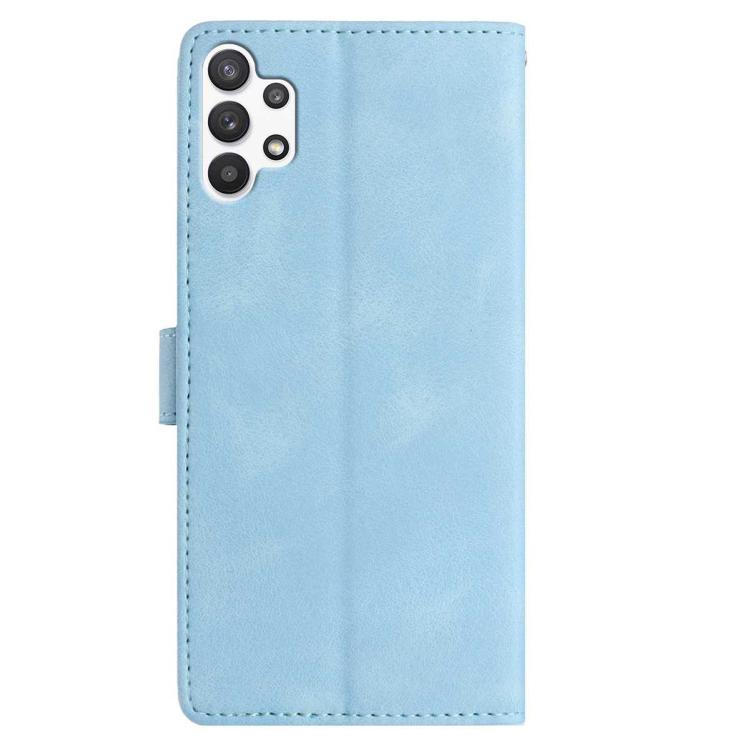 For Samsung Galaxy A22 4G Skin Feel Embossed Feather Leather Phone Case