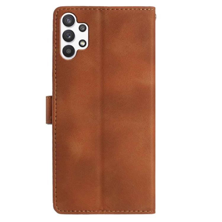 For Samsung Galaxy A22 4G Skin Feel Embossed Feather Leather Phone Case