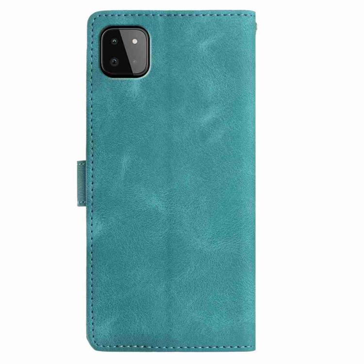 For Samsung Galaxy A22 5G Skin Feel Embossed Feather Leather Phone Case