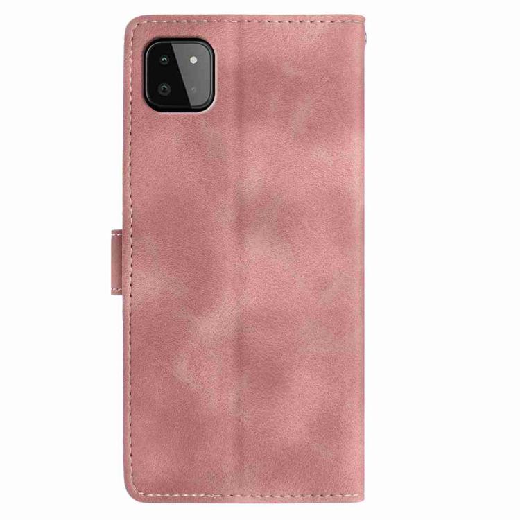 For Samsung Galaxy A22 5G Skin Feel Embossed Feather Leather Phone Case