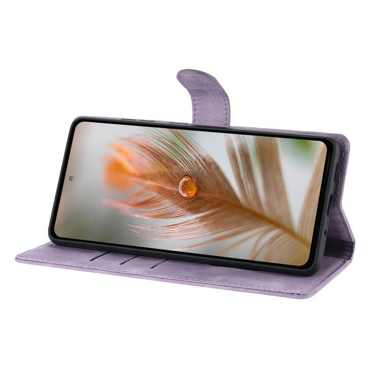 For Samsung Galaxy A53 Skin Feel Embossed Feather Leather Phone Case