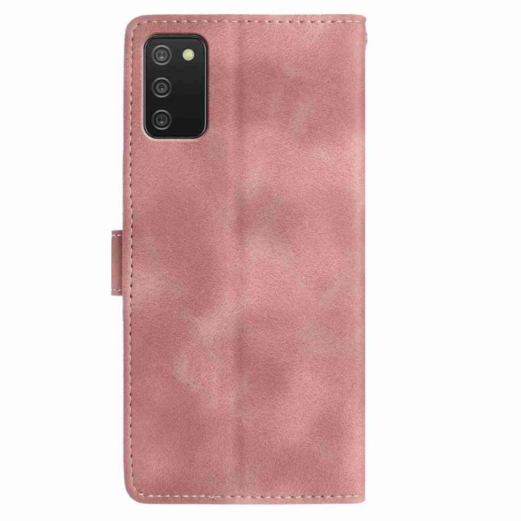 For Samsung Galaxy A02s Skin Feel Embossed Feather Leather Phone Case