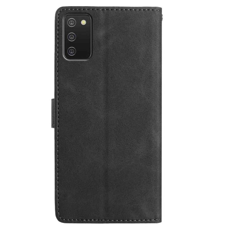 For Samsung Galaxy A02s Skin Feel Embossed Feather Leather Phone Case