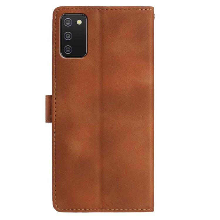 For Samsung Galaxy A02s Skin Feel Embossed Feather Leather Phone Case