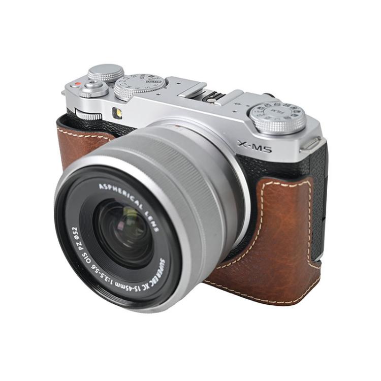 For FUJIFILM X-M5 Litchi Texture PU Leather Camera Half Case Base