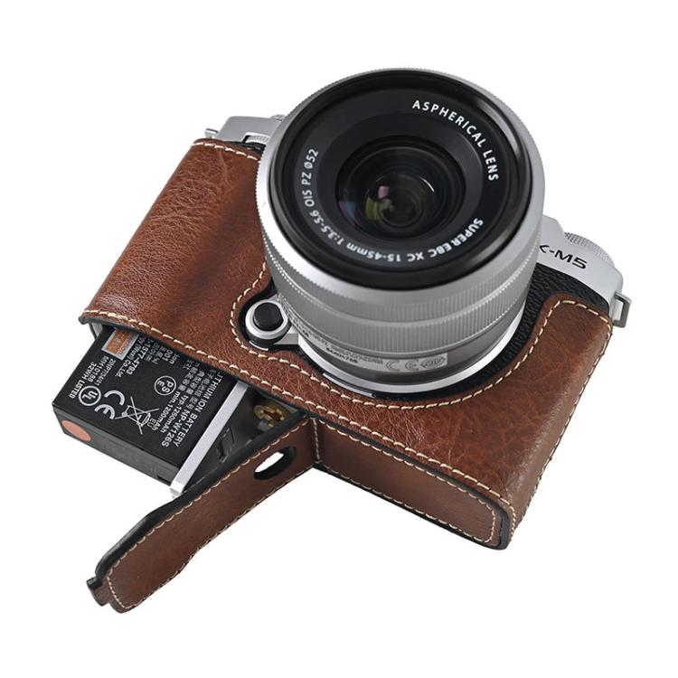 For FUJIFILM X-M5 Litchi Texture PU Leather Camera Half Case Base